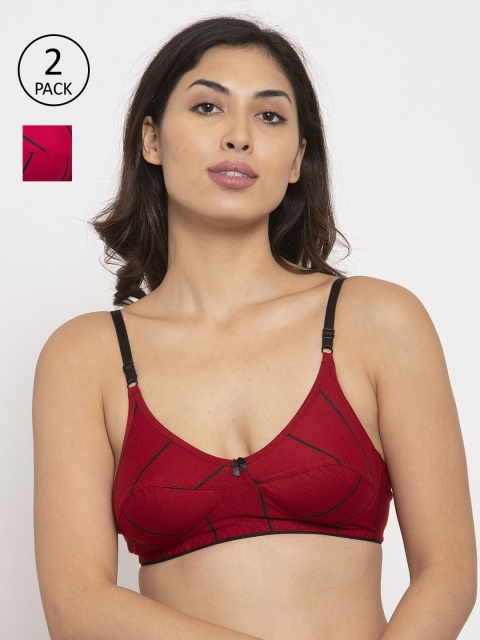 

Innocence Pack Of 2 Printed Non-Wired Non-Padded Everyday Bra BBAPLIN90625, Maroon