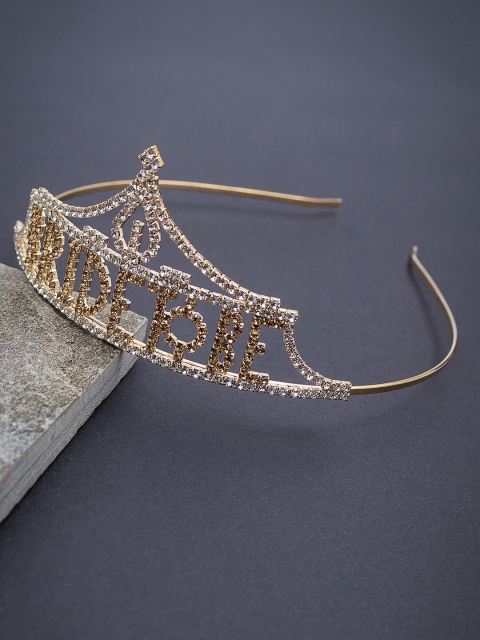 

Golden Peacock Women Gold-Toned Embellished Bridal Tiara