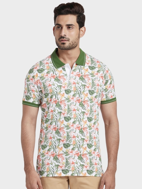 

ColorPlus Men White Printed Polo Collar T-shirt
