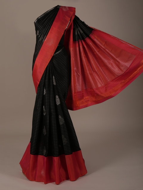 

Pothys Black Striped Pure Silk Saree
