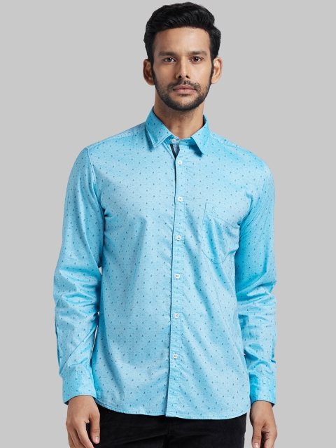 

Parx Men Blue Slim Fit Printed Casual Shirt
