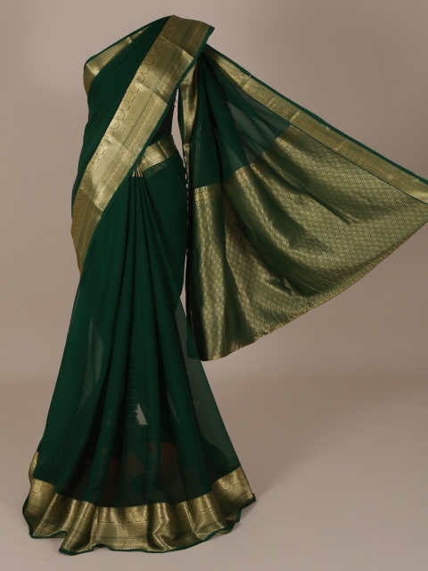 

Pothys Green Solid Pure Chiffon Saree