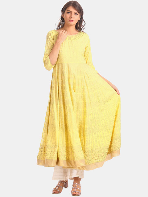 

Anahi Women Yellow Printed Anarkali Kurta