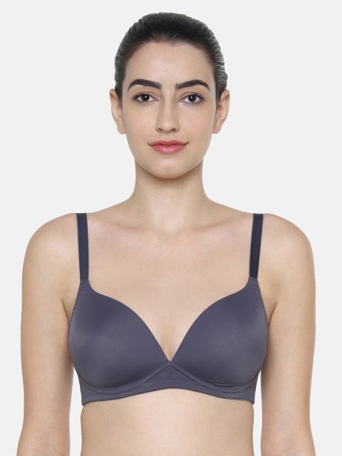 Triumph Grey Solid Non-Wired Lightly Padded T-shirt Bra 110I421 DK