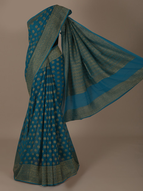 

Pothys Blue Woven Design Pure Chiffon Saree