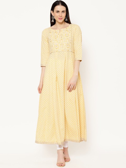 

Ramas Women Yellow & Off-White Printed Anarkali Kurta