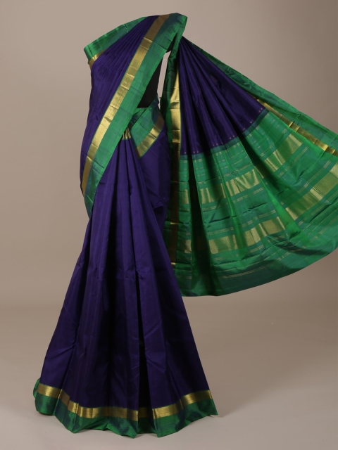 

Pothys Blue Colourblocked Pure Silk Saree