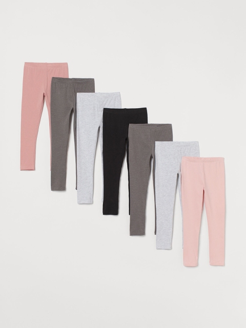 

H&M Girls 7-Pack Jersey Leggings, Grey