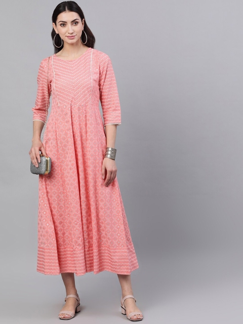 

Nayo Women Pink Printed A-Line Dress