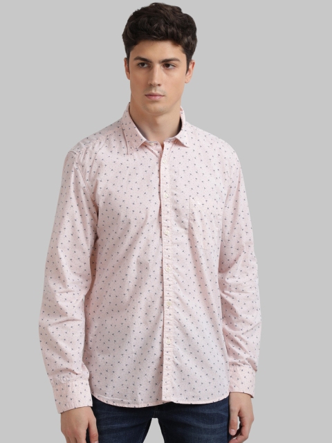 

Parx Men Peach-Coloured Slim Fit Printed Casual Shirt