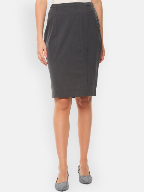 

Van Heusen Woman Grey Knee Length Pencil Skirt