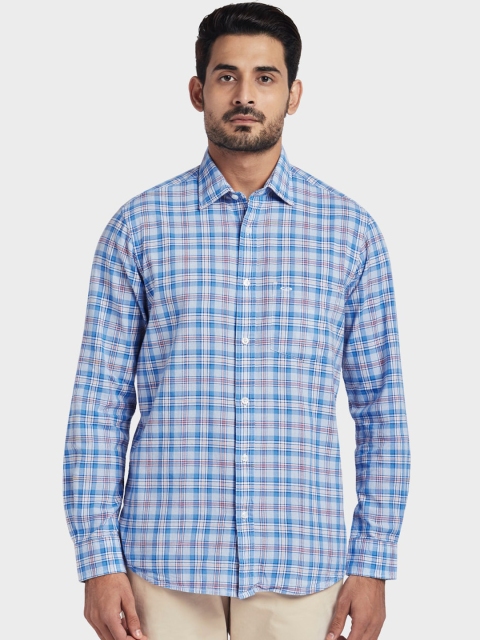

ColorPlus Men Blue & Off-White Tailored Fit Checked Casual Shirt