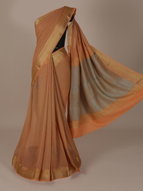 

Pothys Orange Woven Design Pure Chiffon Saree