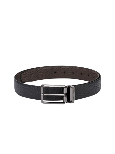 

Pacific Gold Men Black & Brown Reversible Genuine Leather Textured Belt