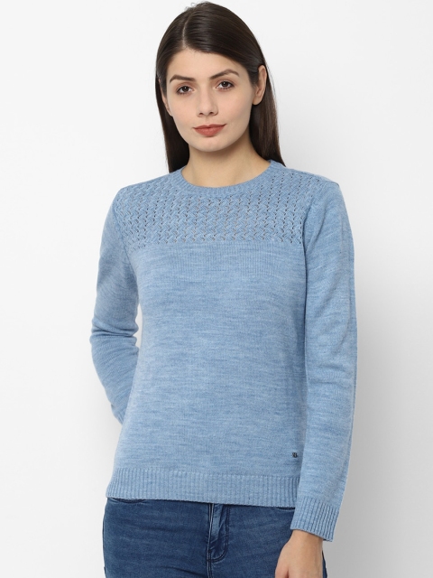 

Allen Solly Woman Blue Self-Design Pullover Sweater