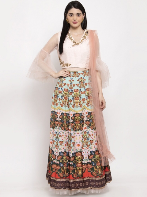 

KHALOM Multicoloured Ready to Wear Lehenga & Blouse with Dupatta, Multi