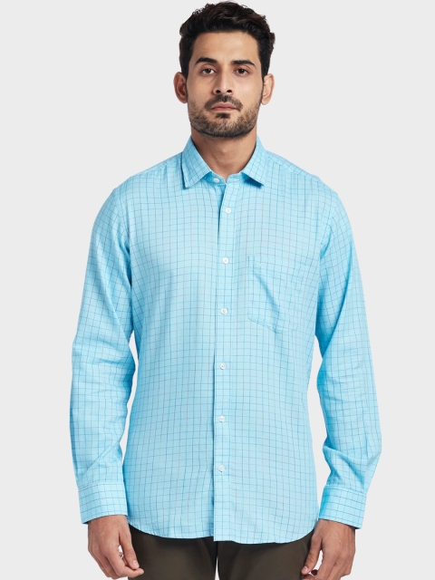 

ColorPlus Men Blue Tailored Fit Checked Casual Shirt