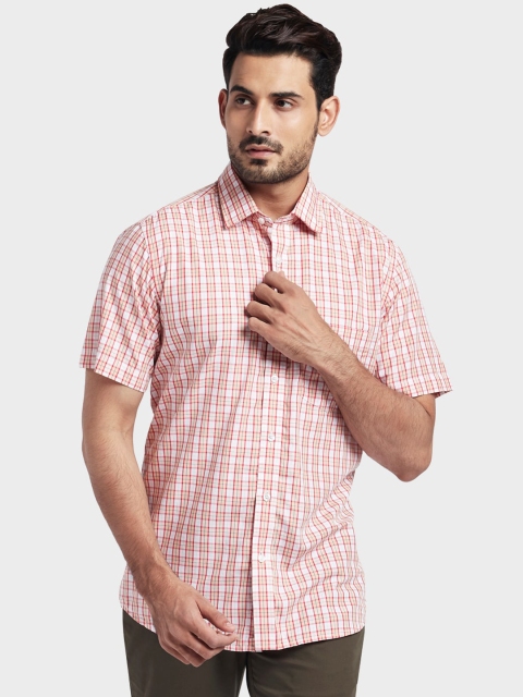 

ColorPlus Men Orange & White Tailored Fit Checked Casual Shirt