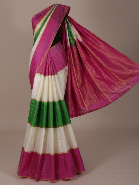

Pothys Multicoloured Colourblocked Pure Silk Saree, Multi