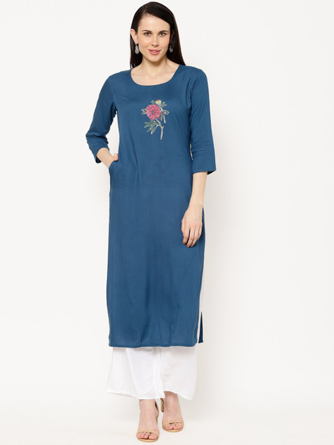 

Ramas Women Blue & Red Sequin Embellished A-Line Kurta