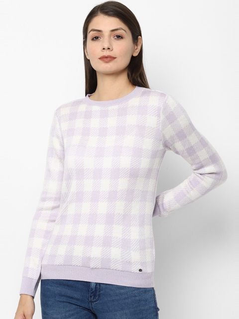 

Allen Solly Woman Purple & White Checked Pullover Sweater