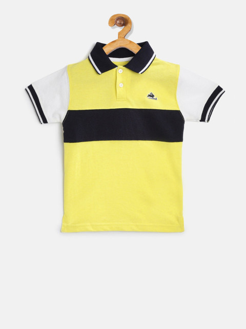

Cherry Crumble Boys Yellow & White Colourblocked Polo Collar T-shirt