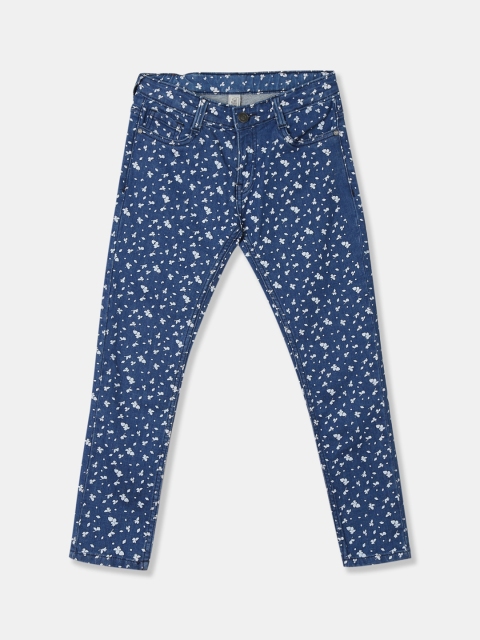

Cherokee Girls Blue & White Regular Fit Mid-Rise Clean Look Jeans