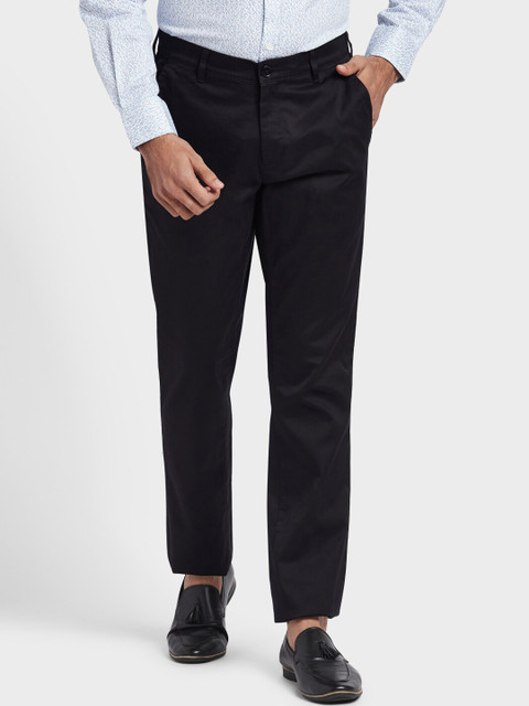 

ColorPlus Men Black Solid Regular Trousers