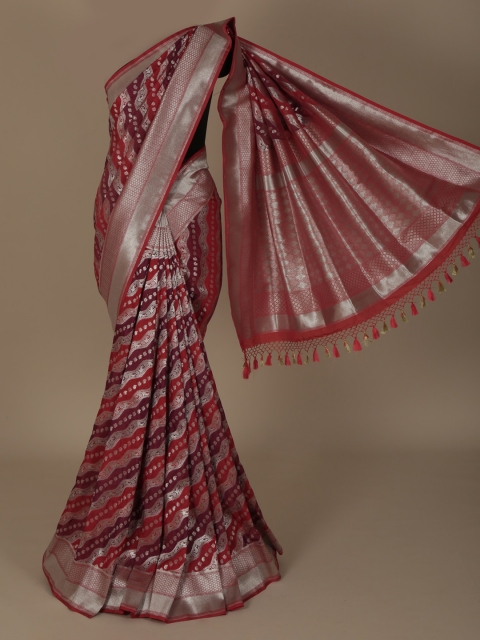 

Pothys Red & Burgundy Jute Silk Woven Design Saree