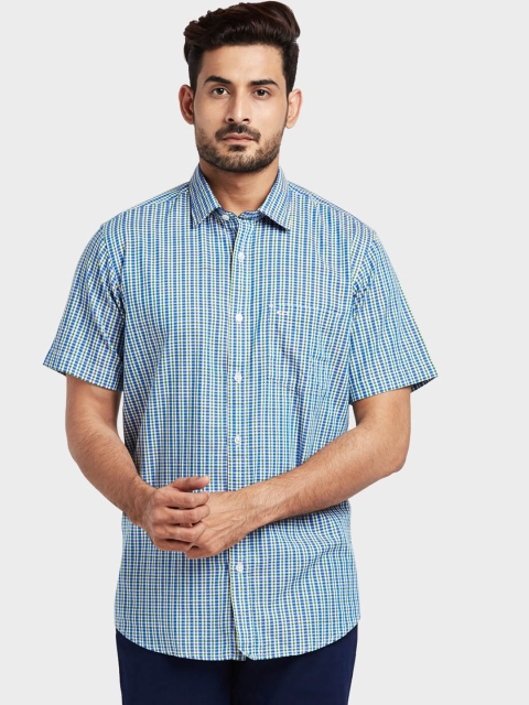 

ColorPlus Men Blue Tailored Fit Checked Casual Shirt