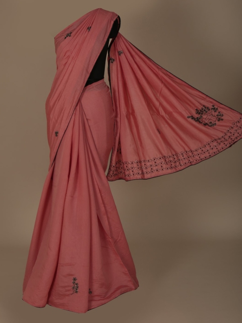 

Pothys Peach-Coloured Solid Jute Silk Saree