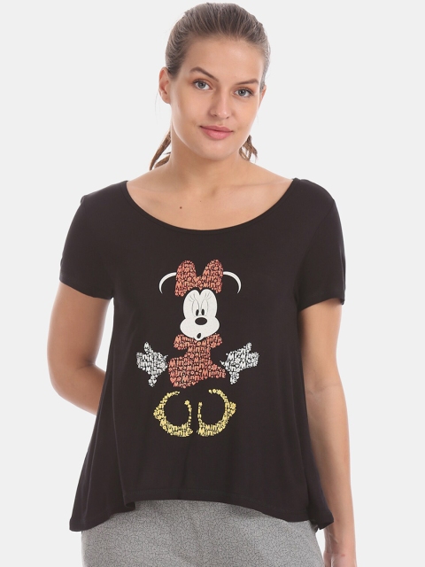 

Sugr Women Black Minnie Mouse Printed Round Neck T-shirt
