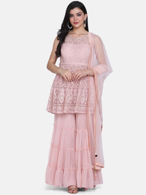 

BOMBAY SELECTIONS Women Pink Embroidered Kurti with Sharara & Dupatta