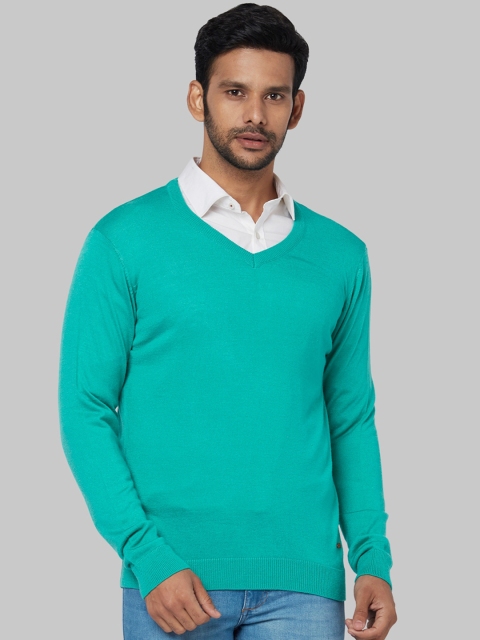 

Park Avenue Men Green Solid Pullover Sweater