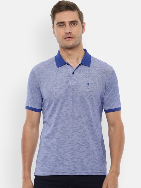 

Louis Philippe Men Blue Self Design Polo Collar T-shirt