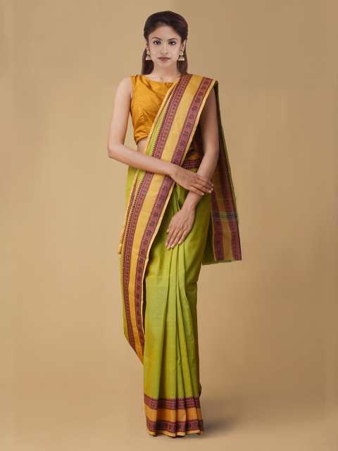 

Unnati Silks Green Solid Pure Uppada Cotton Saree
