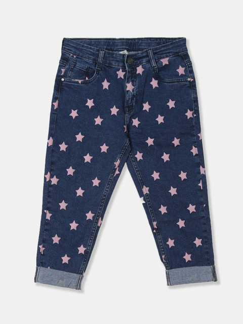 

Cherokee Girls Blue & Pink Printed Denim Capris