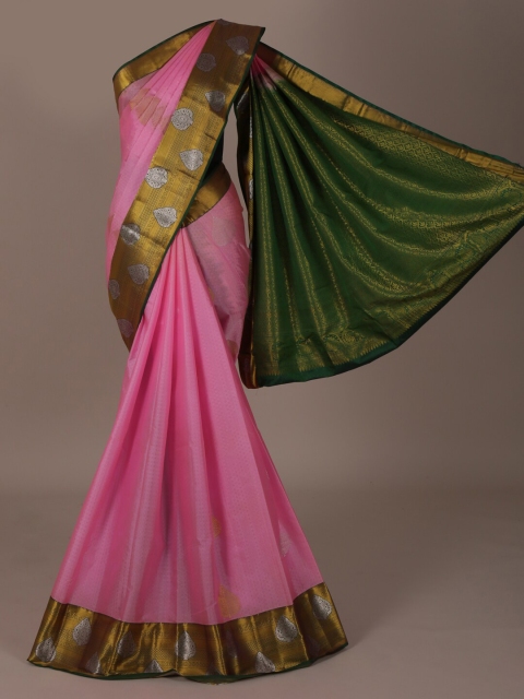 

Pothys Pink & Gold-Toned Pure Silk Woven Design Saree
