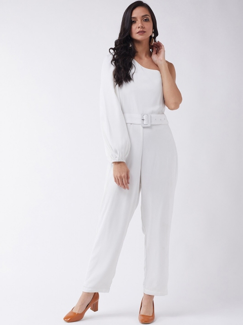 

MAGRE Women White Solid Basic Jumpsuit