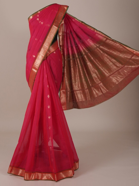 

Pothys Pink & Gold-Toned Silk Cotton Woven Design Saree