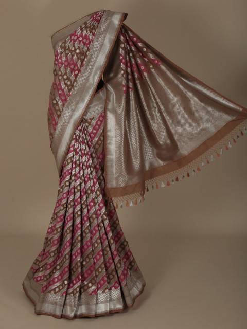 

Pothys Brown & Pink Jute Silk Woven Design Saree
