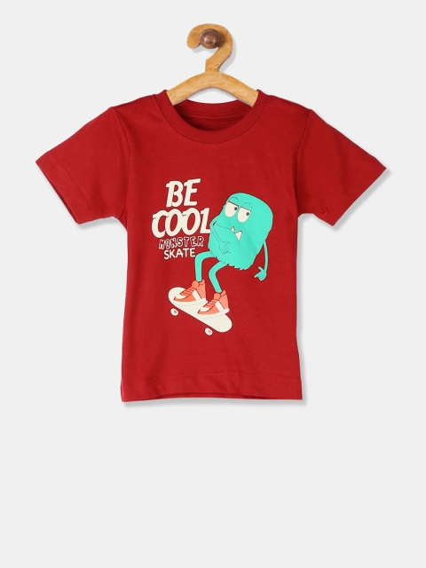 

Donuts Boys Maroon Printed Round Neck T-shirt