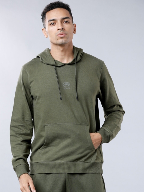 

Ecko Unltd Men Olive Green Printed Hooded Sweatshirt