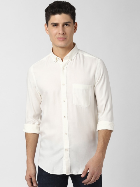 

Peter England Casuals Men Cream-Coloured Slim Fit Solid Casual Shirt
