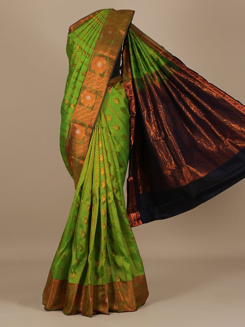 

Pothys Green & Gold-Coloured Silk Blend Woven Design Saree