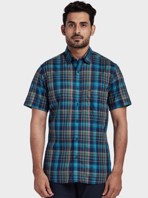 

ColorPlus Men Blue & Beige Tailored Fit Checked Casual Shirt