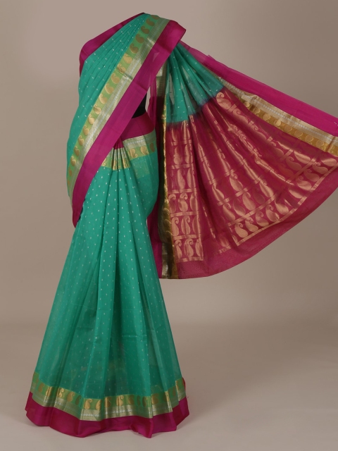 

Pothys Green & Pink Silk Cotton Printed Saree