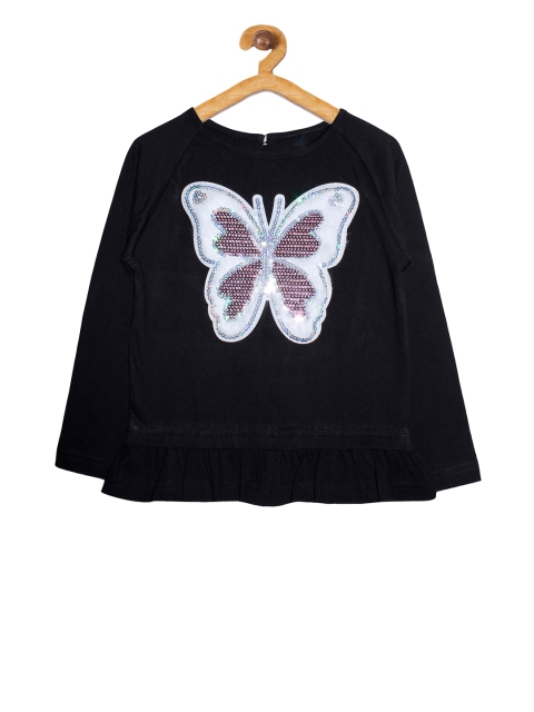 

KiddoPanti Girls Black Embellished A-Line Top