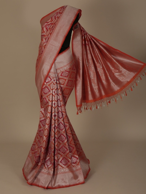 

Pothys Orange Woven Design Jute Silk Saree