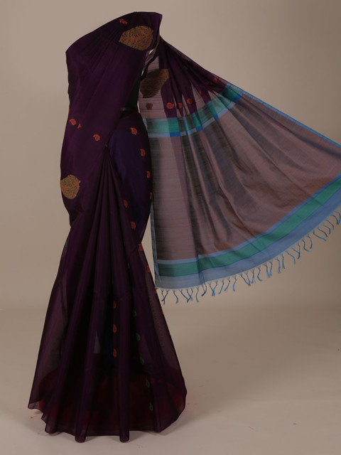 

Pothys Purple & Blue Silk Cotton Woven Design Saree